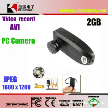 2GB Compact Size Bluetooth Earphone Headset Hidden Digital Video PC Camera DVR + Ear-Hook